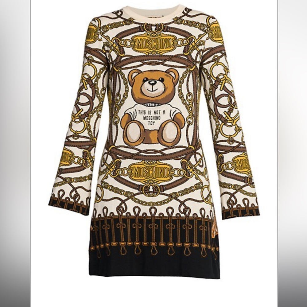 Moschino
Knit Teddy & Scarf Print Minidress